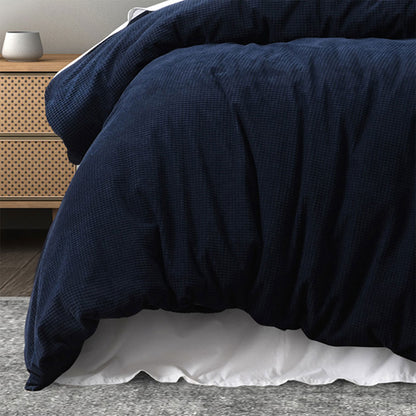 Indigo Jacquard Quilt Cover Set - Queen