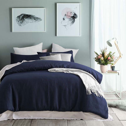 Navy Waffle Quilt Cover Set - Double – premium furniture by Interior Ave