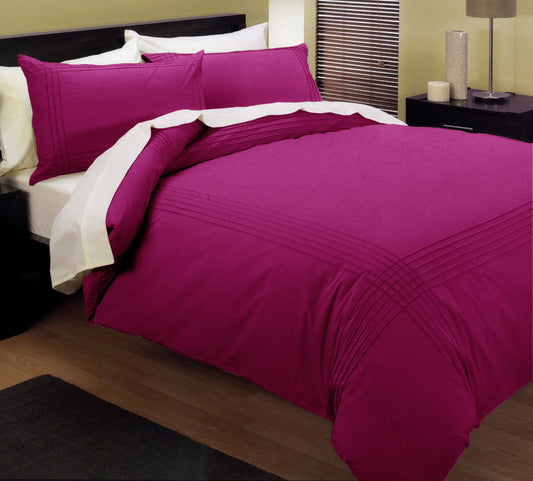 Kingtex Pintuck Quilt Cover Set Fushia Queen – premium furniture by Interior Ave