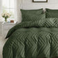 OLIVE GREEN JACQUARD QUILT COVER SET - QUEEN