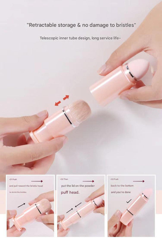 8-in-1 Retractable Mini Makeup Brush Set - Green