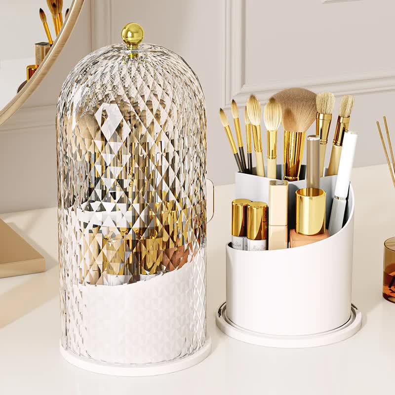 360 Rotating Makeup Brush Holder - White