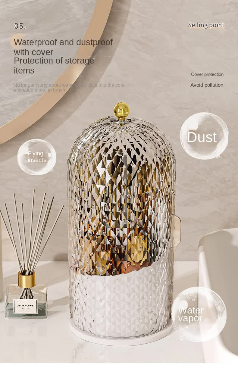 360 Rotating Makeup Brush Holder - White