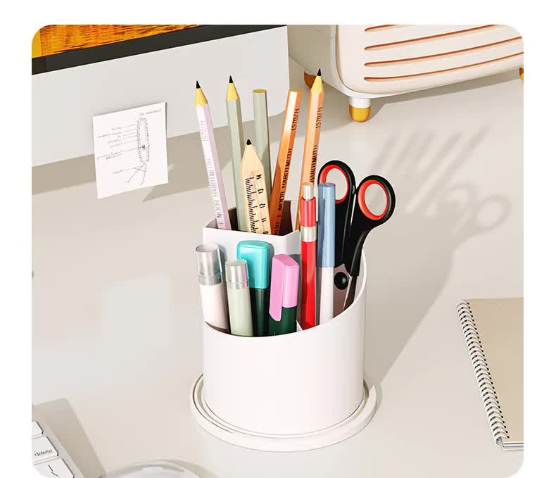 360 Rotating Makeup Brush Holder - White