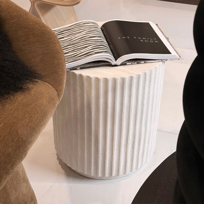 Vera Fluted Stone Side Table – EX DISPLAY Matte Natural Stone
