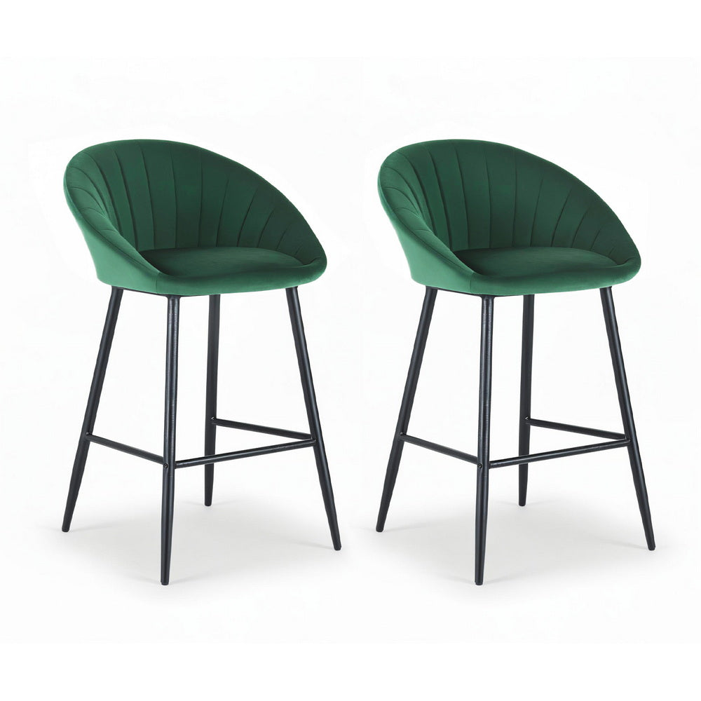 Emerald green velvet tub bar stool with black metal legs | Modern Bar Stools by Interior Ave