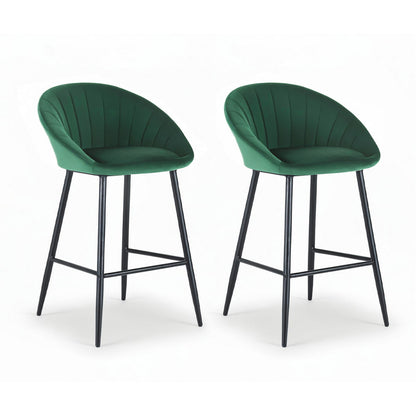 Emerald green velvet tub bar stool with black metal legs | Modern Bar Stools by Interior Ave