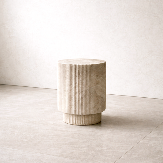 Vera Fluted Stone Side Table | Stone Side Table by Interior Ave