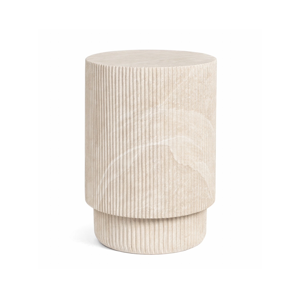 Vera Fluted Stone Side Table - Natural Stone