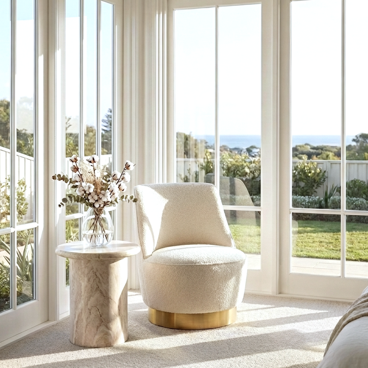 Nobu Sculptural Stone Side Table Matte Natural | Side Tables | Interior Ave