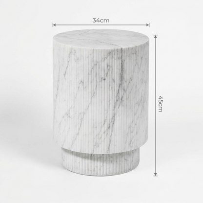 Vera Fluted Stone Side Table - Marble