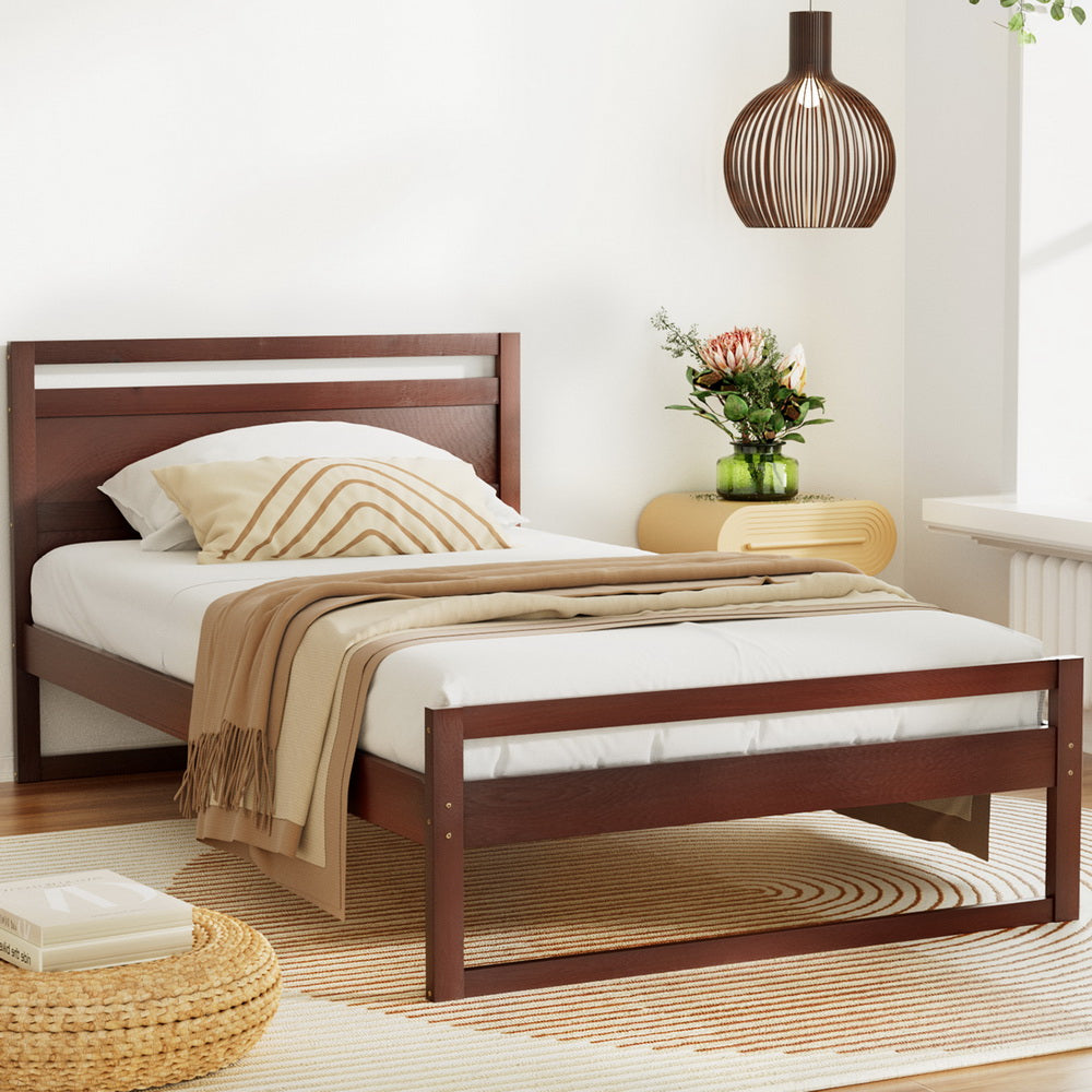 WILSON WOODEN BED FRAME - WALNUT