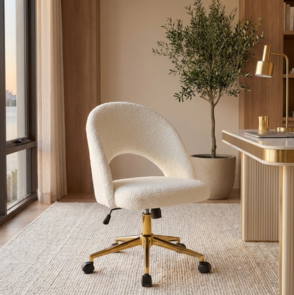 Willow Boucle Office Chair - White – luxury accent chair by Interior Ave