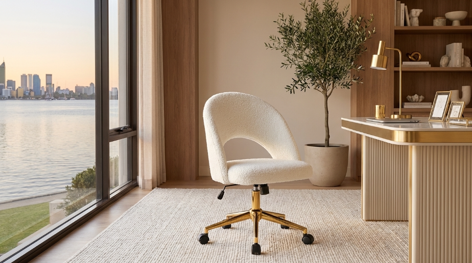 Willow Boucle Office Chair - White – luxury accent chair by Interior Ave