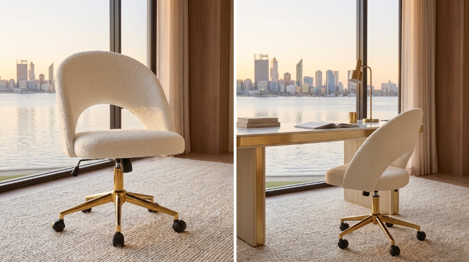 Willow Boucle Office Chair - White – luxury accent chair by Interior Ave