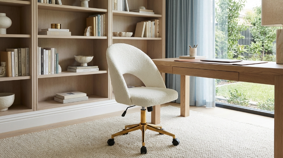 Willow Boucle Office Chair - White – luxury accent chair by Interior Ave