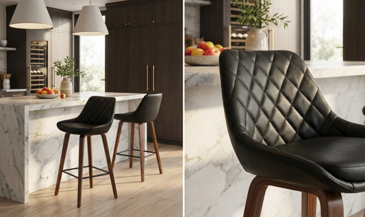 Astra Padded Bar Stool - Black - Set of Two – modern bar stool by Interior Ave