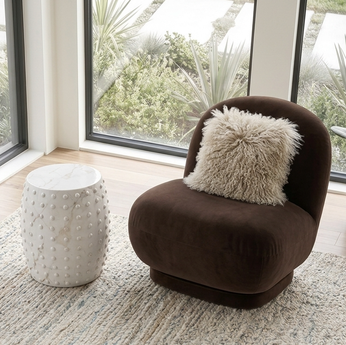 Atelier Noir Studded Side Table - Calacutta Ivory