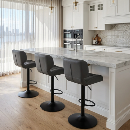 Byron Adjustable Swivel Kitchen Bar Stool – Charcoal Grey (Set of 2)