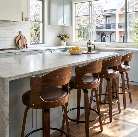 Bowie Bar Stool - Black + Brown Set of Two