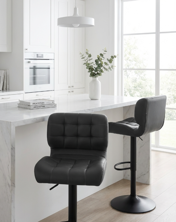 Byron Padded Bar Stool - Charcoal Grey - Set of Two – modern bar stool by Interior Ave