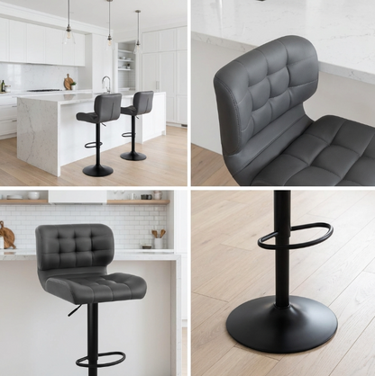 Byron Padded Bar Stool - Charcoal Grey - Set of Two – modern bar stool by Interior Ave