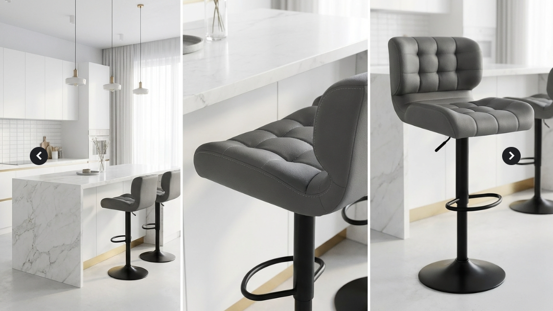 Byron Padded Bar Stool - Charcoal Grey - Set of Two – modern bar stool by Interior Ave