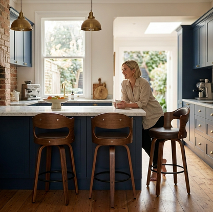 Bowie Bar Stool - Black + Brown Set of Two