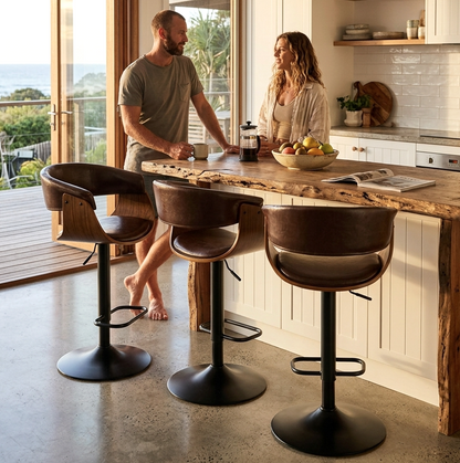 Brentwood Bar Stool - Black + Brown Set of Two