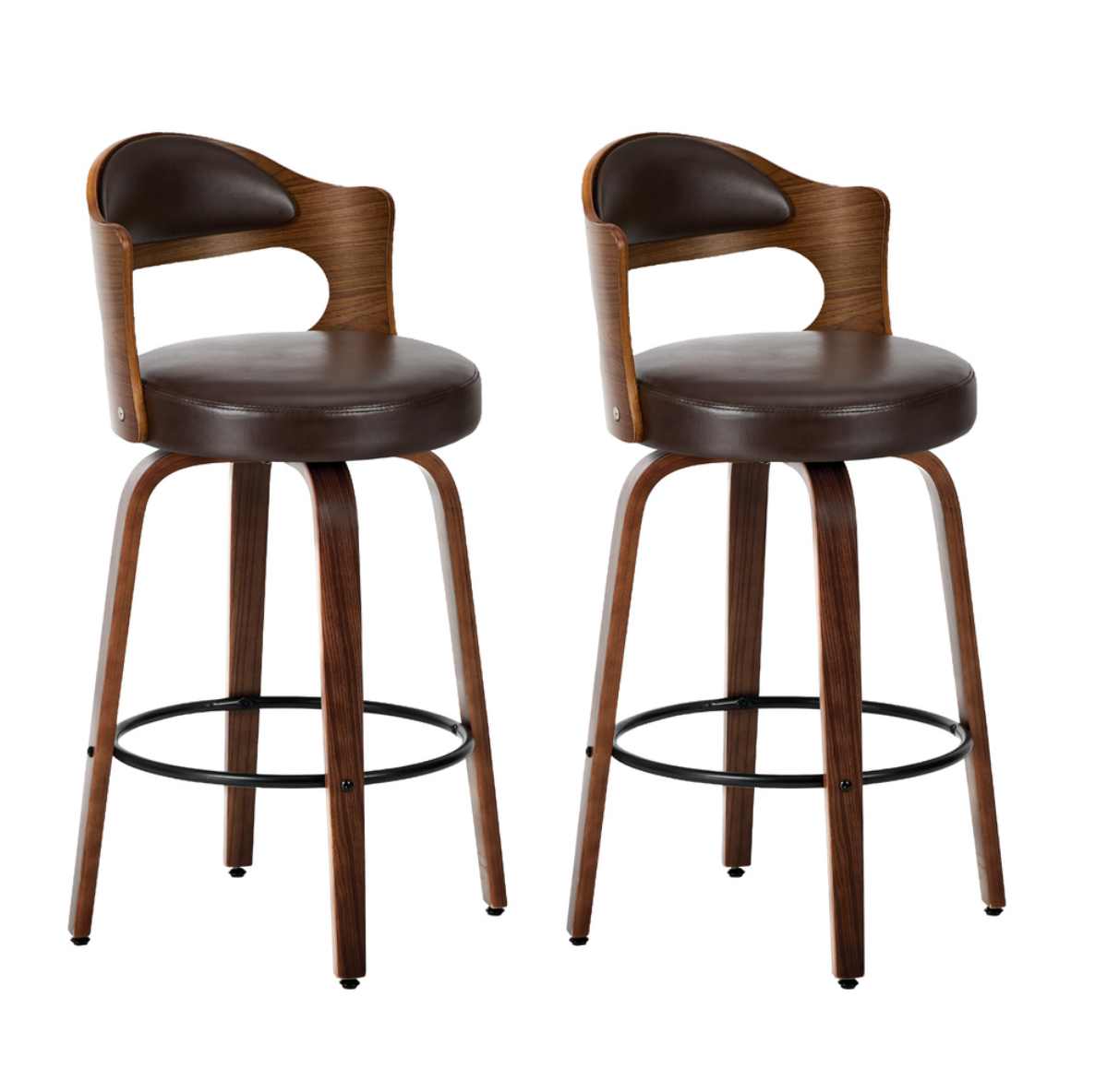 Bowie Bar Stool - Black + Brown Set of Two