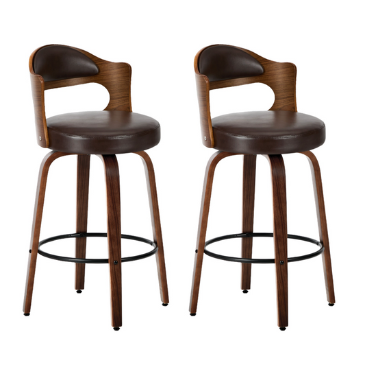 Bowie Bar Stool - Black + Brown Set of Two