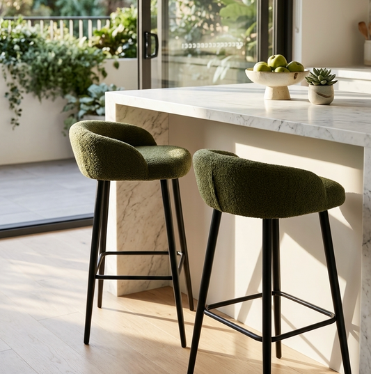 Brosa Boucle Bar Stool - Moss Green (Set of 2)