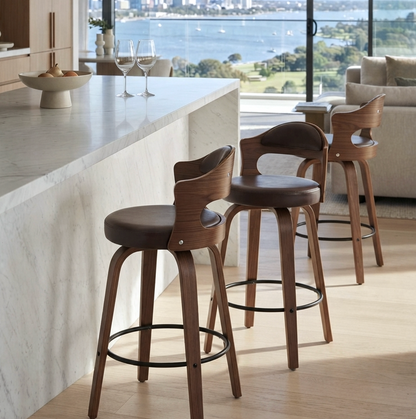 Bowie Bar Stool - Black + Brown Set of Two