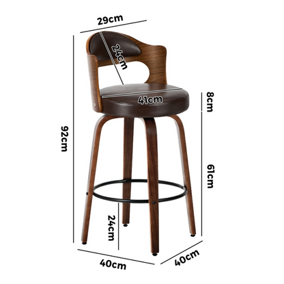 Bowie Bar Stool - Black + Brown Set of Two