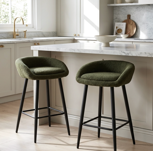Brosa Boucle Bar Stool - Moss Green (Set of 2)