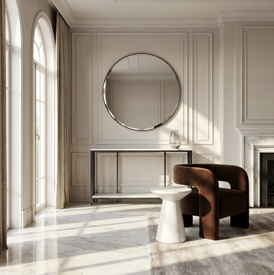 Bronte Dual Layer Hallway Console - White Marble Stone