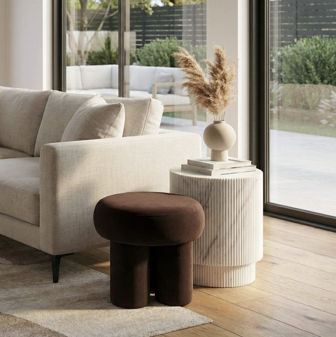 Bentley Velvet Ottoman – Espresso