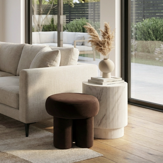 Bentley Velvet Ottoman – Espresso