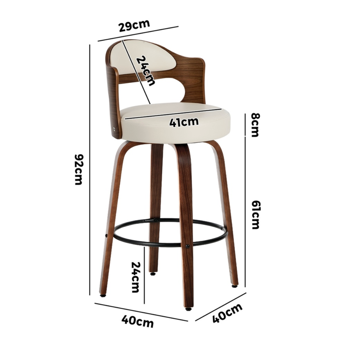 Bowie Bar Stool - White + Brown Set of Two