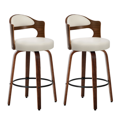 Bowie Bar Stool - White + Brown Set of Two