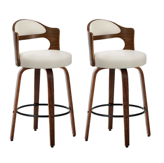 Bowie Bar Stool - White + Brown Set of Two