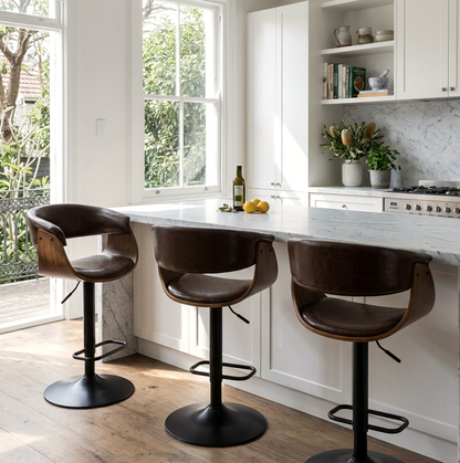 Brentwood Bar Stool - Black + Brown Set of Two