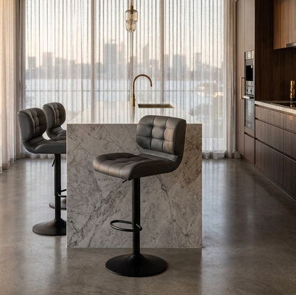 Byron Adjustable Swivel Kitchen Bar Stool – Charcoal Grey (Set of 2)