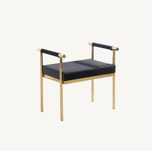 Cuba Velvet Vanity Stool – Black