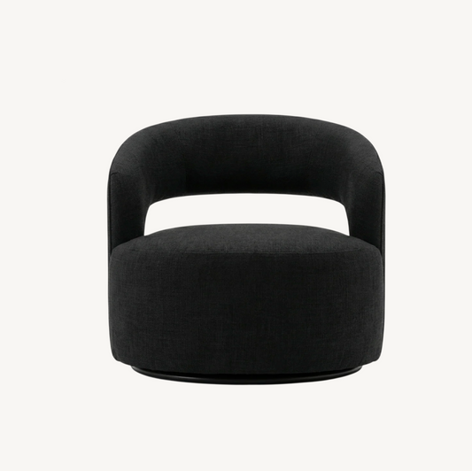 Coco Chenille Swivel Accent Chair - Black