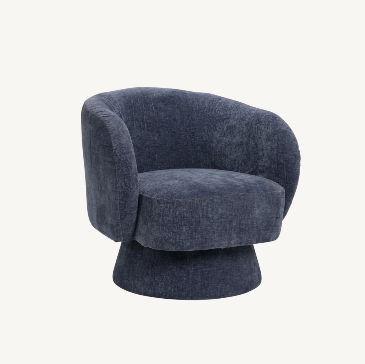 Celine Swivel Armchair – Denim Chenille Blue