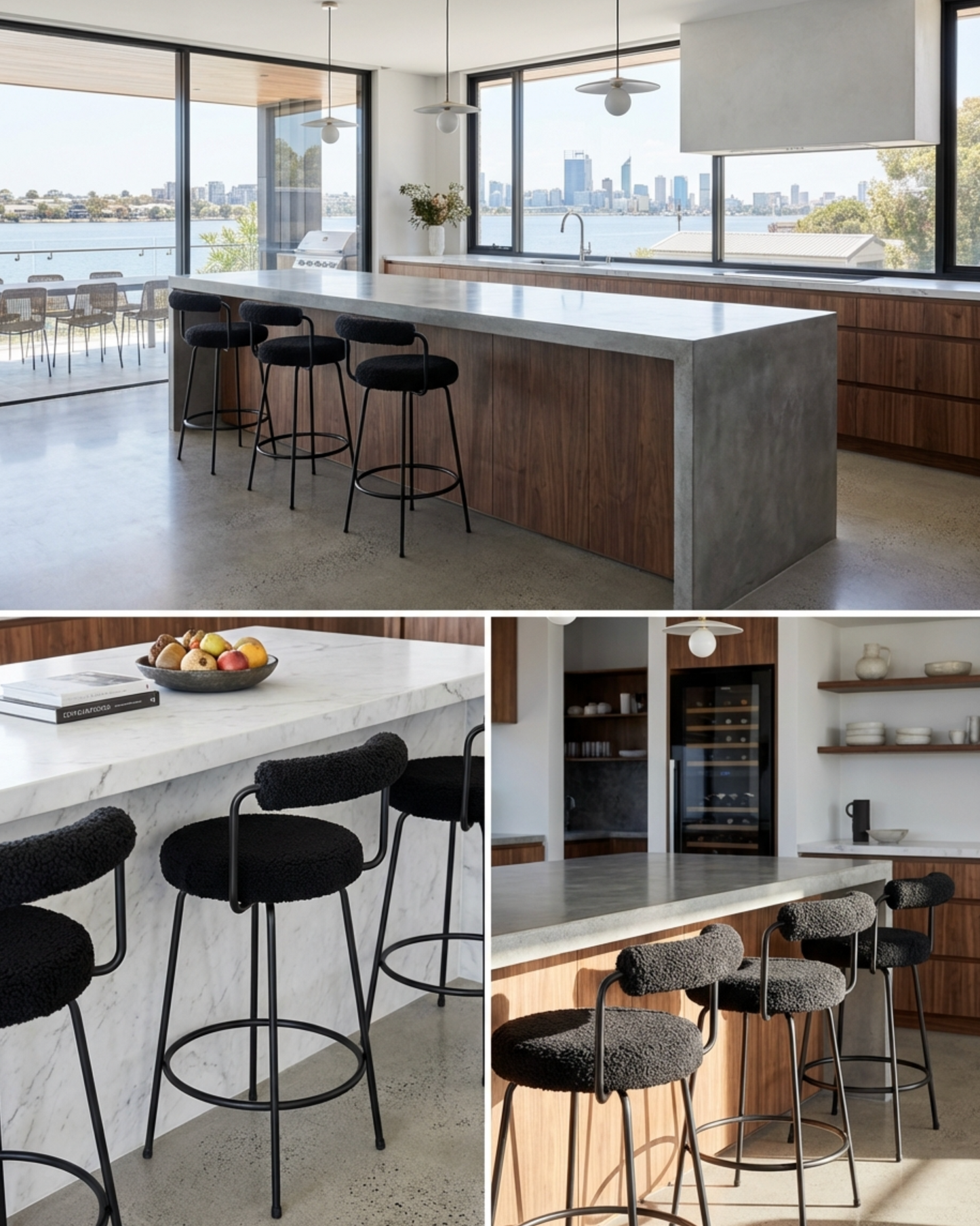 Calipo Sheepskin Bar Stool - Black