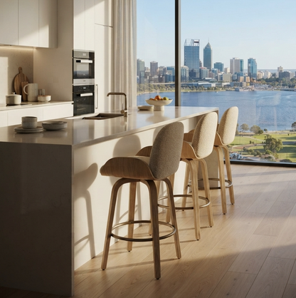 Cove Swivel Oak & Oatmeal Bar Stool - Set of Two