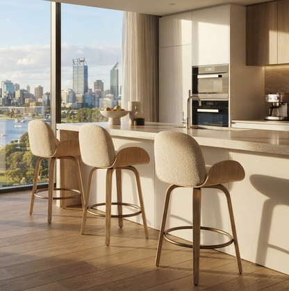 Cove Swivel Oak & Oatmeal Bar Stool - Set of Two