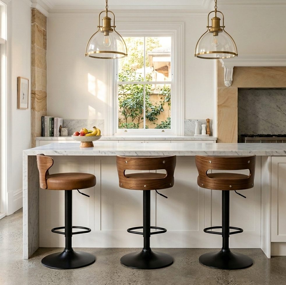 Como Bar Stool - Black + Camel Set of Two